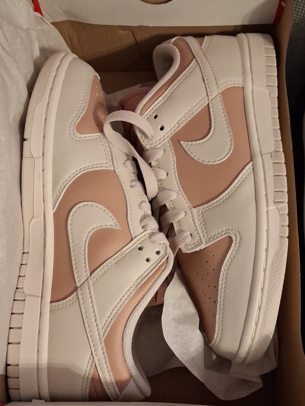 Brand New Women's Nike Dunk Low Sneakers in Cream & Blush Pink